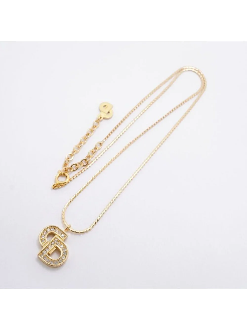 Dior Necklace CD Logo Gold Plated Rhinestone